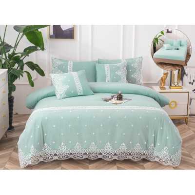 Lenjerie de pat 100% bumbac neted fin brodat – Premium – 6 piese | 12141-P