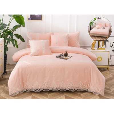 Lenjerie de pat 100% bumbac neted fin brodat – Premium – 6 piese | 12144-P