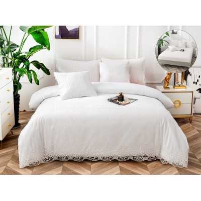 Lenjerie de pat 100% bumbac neted fin brodat – Premium – 6 piese | 12147-P