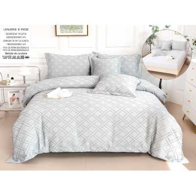 Lenjerie de pat bumbac fin grofat cu elastic – Premium – 6 piese | 13085-P