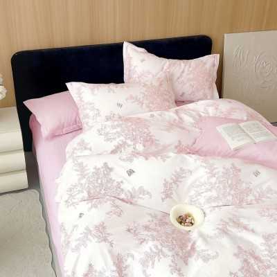 Lenjerie de pat 100% bumbac Premium – cu elastic – 4 piese | 14553-PR