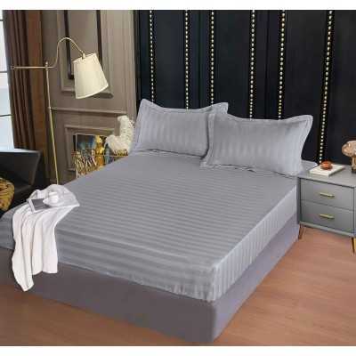 Husa de pat bumbac damasc cu elastic – 3 piese | 15075-PR