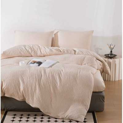 Lenjerie de pat 100% bumbac creponat – cu elastic – 4 piese | 15470-PR