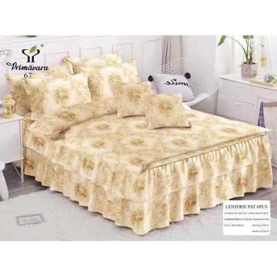 Lenjerie de pat bumbac finet cu 2 volanase – 6 piese | 15676-PR