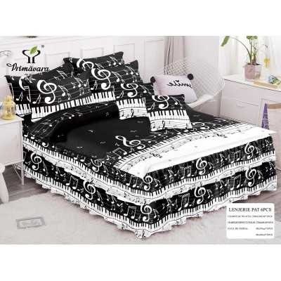 Lenjerie de pat bumbac finet cu 2 volanase – 6 piese | 15677-PR