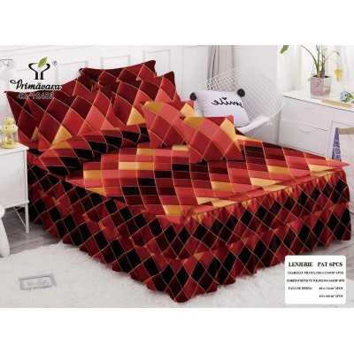 Lenjerie de pat bumbac finet cu 2 volanase – 6 piese | 15678-PR