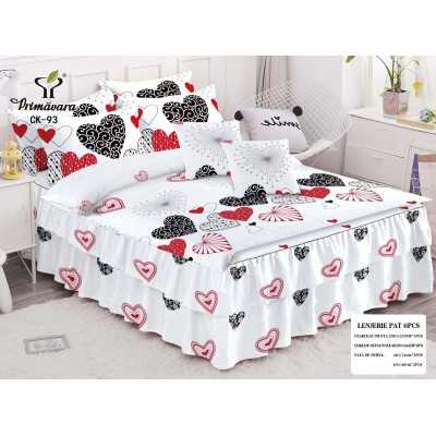 Lenjerie de pat bumbac finet cu 2 volanase – 6 piese | 15685-PR