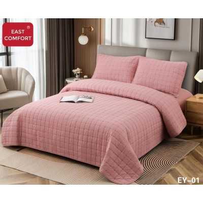 Cuvertura de pat 100% bumbac + husa de pat cu elastic + 2 fete de perna- 4 piese | 16432-CH