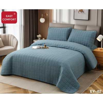 Cuvertura de pat 100% bumbac + husa de pat cu elastic + 2 fete de perna- 4 piese | 16433-CH