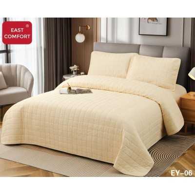 Cuvertura de pat 100% bumbac + husa de pat cu elastic + 2 fete de perna- 4 piese | 16434-CH