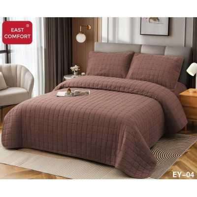 Cuvertura de pat 100% bumbac + husa de pat cu elastic + 2 fete de perna- 4 piese | 16436-CH