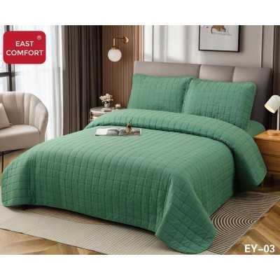 Cuvertura de pat 100% bumbac + husa de pat cu elastic + 2 fete de perna- 4 piese | 16437-CH