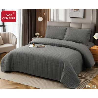 Cuvertura de pat 100% bumbac + husa de pat cu elastic + 2 fete de perna- 4 piese | 16438-CH