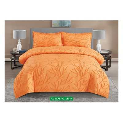 Lenjerie de pat bumbac Brodat subtire – cu elastic – 4 piese | 16933-V