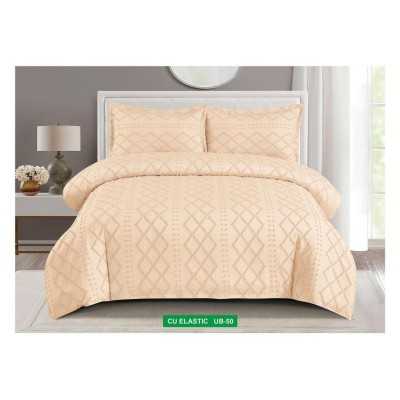 Lenjerie de pat bumbac Brodat subtire – cu elastic – 4 piese | 16935-V