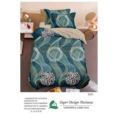 Lenjerie de pat finet 1 persoana – 4 piese cu elastic| 8926-V