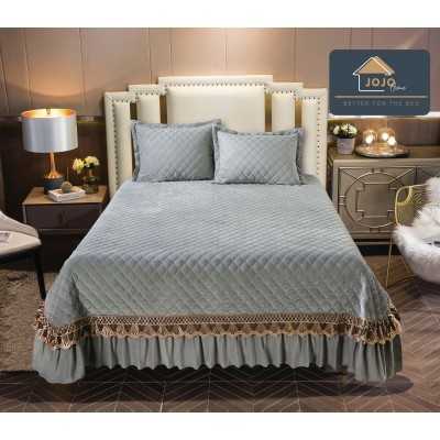 Cuvertura de pat de catifea – 3 piese | 5639-J