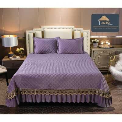 Cuvertura de pat de catifea – 3 piese | 5646-J