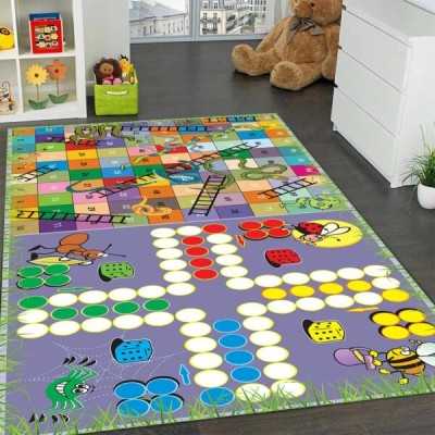 Covor Camera Copii, Design 2 Jocuri Interactive, Nu te Supara Frate/ Sus pe Scara + Cadou 16 Pioni + Zar, Antiderapant | 6730