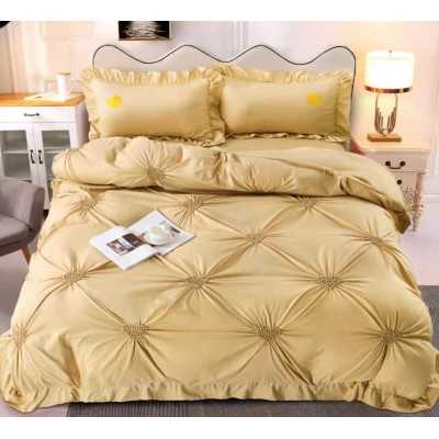 Lenjerie de pat bumbac cu inimi brodate – 4 piese | 9853-CH