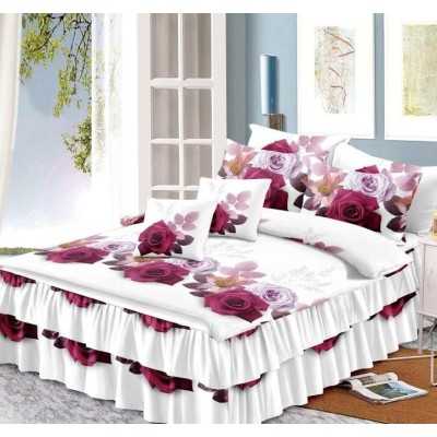 Lenjerie de pat bumbac finet cu 2 volanase – 6 piese | 10180-V